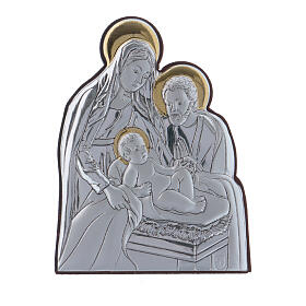 Bild mit Christi Geburt aus Aliminium mit Goldverzierungen, 6,4 x 4,8 cm