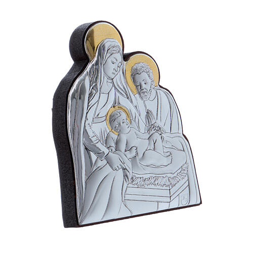 Bild mit Christi Geburt aus Aliminium mit Goldverzierungen, 6,4 x 4,8 cm 2