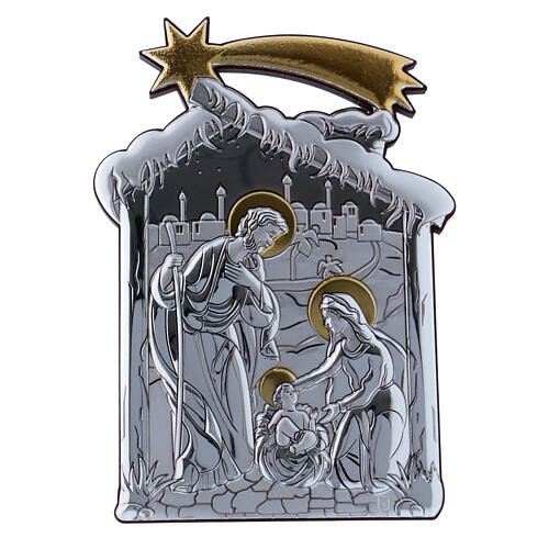 Bild aus Aluminium der Heiligen Familie mit Hűtte, 21,6 x 16,3 cm 1