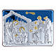 Cuadro Natividad con Reyes Magos de aluminio y madera preciosa 10X14 cm s1