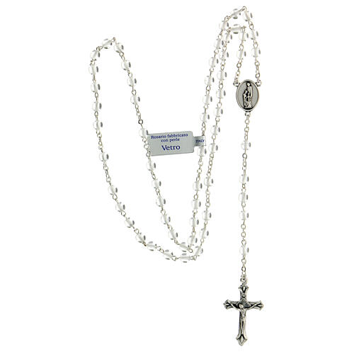Dove painting in aluminium with white rosary composed by glass pearls 6