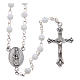 Holy Family painting in aluminium and wood and white rosary with glass pearls s4
