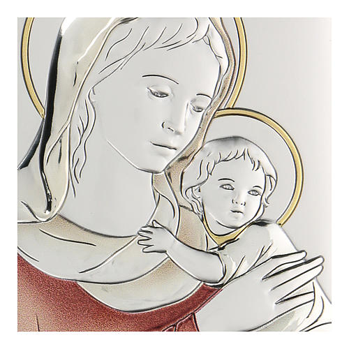 Bas-relief argent bilaminé Vierge à l'Enfant 11x8 cm 2