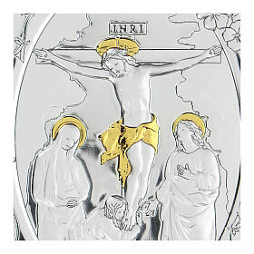Flachrelief aus Bilaminat mit Kreuzigung von Jesus Christus, 10 x 7 cm
