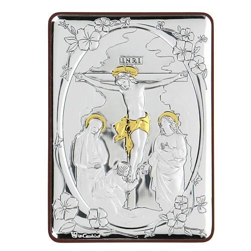 Flachrelief aus Bilaminat mit Kreuzigung von Jesus Christus, 10 x 7 cm 1
