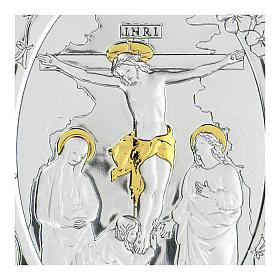 Bas-relief argent bilaminé Crucifixion Jésus-Christ 10x7 cm