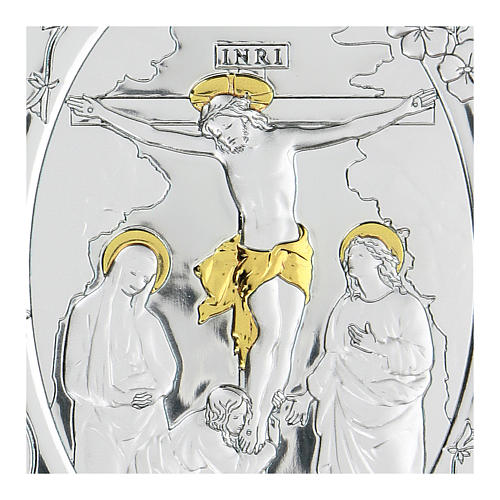 Bas-relief argent bilaminé Crucifixion Jésus-Christ 10x7 cm 2