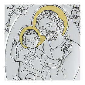 Baixo-relevo bilaminado São José com Menino Jesus 10x7 cm