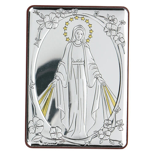 Bilaminate bas-relief Miraculous Mary wall plaque 10x7 cm 1