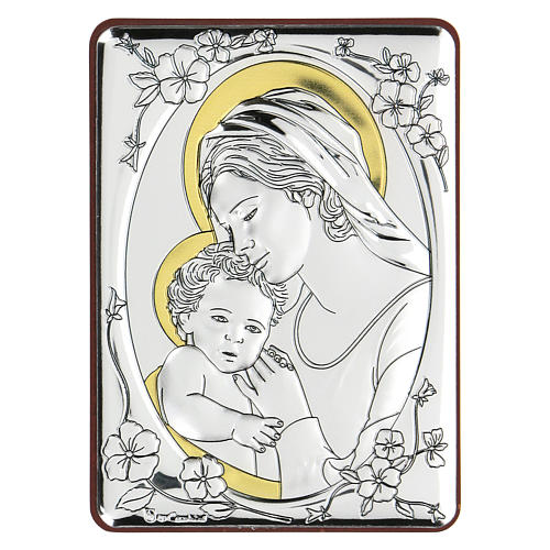 Bilaminate bas-relief Virgin Mary and Baby Jesus 10x7 cm 1