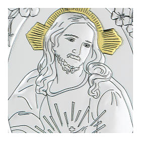 Bas-relief argent bilaminé Christ Miséricordieux 10x7 cm