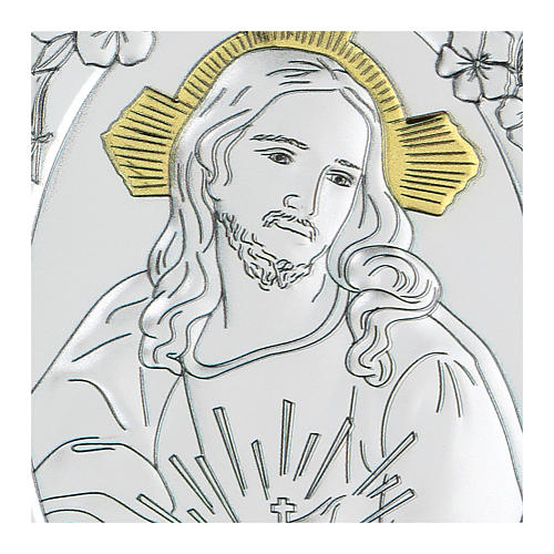 Bas-relief argent bilaminé Christ Miséricordieux 10x7 cm 2
