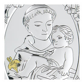 Bas-relief argent bilaminé Saint François avec enfant 10x7 cm