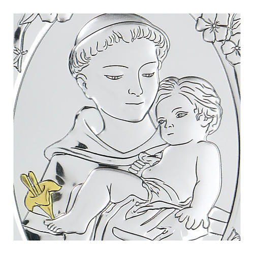 Bas-relief argent bilaminé Saint François avec enfant 10x7 cm 2