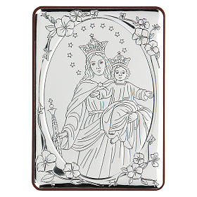 Bas-relief argent bilaminé Marie Auxiliatrice 10x7 cm