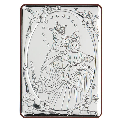 Bas-relief argent bilaminé Marie Auxiliatrice 10x7 cm 1