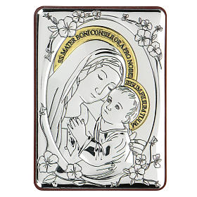 Bas-relief in bilaminate silver Our Lady of Good Counsel 10x7 cm