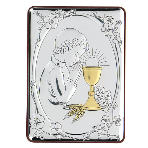 Bilaminate bas-relief Child praying for Communion 10x7 cm 1