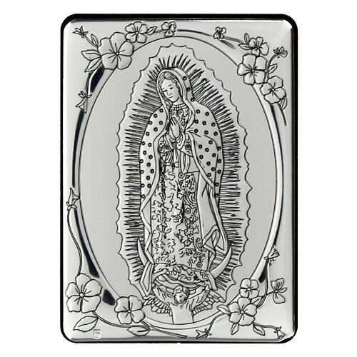 Bas-relief in bilaminate silver Our Lady of Guadalupe 10x7 cm 1