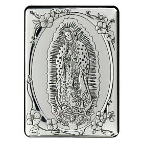 Bas-relief argent bilaminé Notre-Dame de Guadalupe 10x7 cm