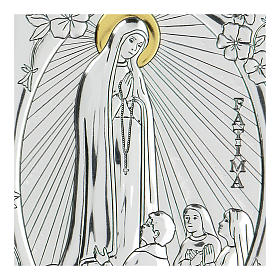 Bas-relief argent bilaminé Notre-Dame de Fatima 10x7 cm