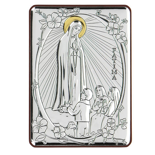Bas-relief argent bilaminé Notre-Dame de Fatima 10x7 cm 1