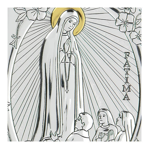 Bas-relief argent bilaminé Notre-Dame de Fatima 10x7 cm 2