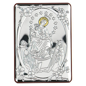 Bas-relief in bilaminate silver Virgin Mary among Saints 10x7 cm