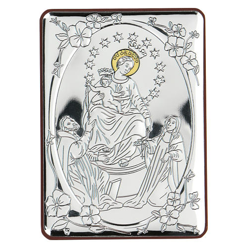 Bas-relief in bilaminate silver Virgin Mary among Saints 10x7 cm 1