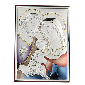 Bas-relief in bilaminate silver Holy Family 18x14 cm
