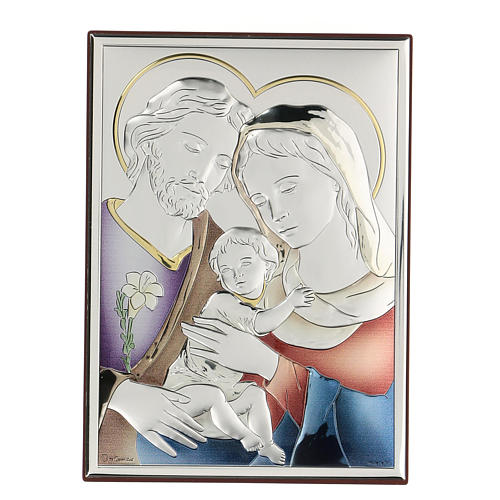 Bas-relief in bilaminate silver Holy Family 18x14 cm 1