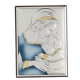 Bas-relief argent bilaminé Vierge à l'Enfant de Mugnoz 18x14 cm