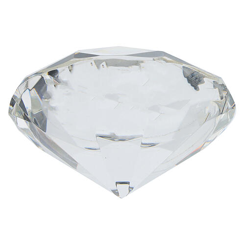 Kristall in Diamantform mit Silber-Laminat-Plakette Kommunion 3