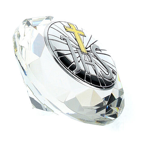 Kristall in Diamantform mit Silber-Laminat-Plakette IHS 5
