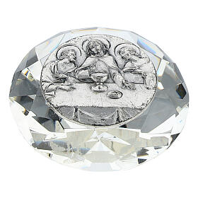 Kristall in Diamantform mit Silber-Laminat-Plakette Letztes Abendmahl