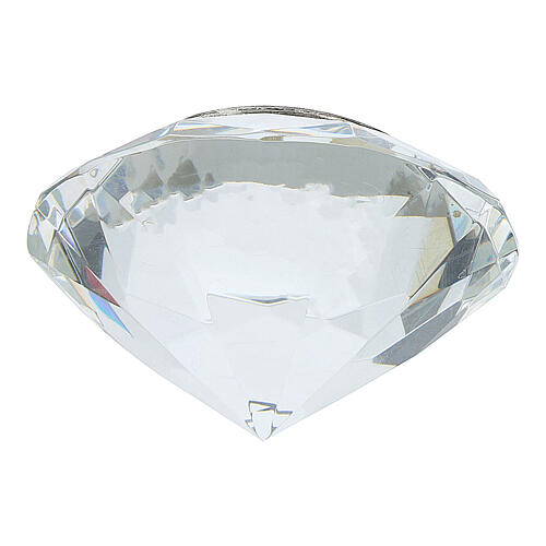 Kristall in Diamantform mit Silber-Laminat-Plakette Letztes Abendmahl 3