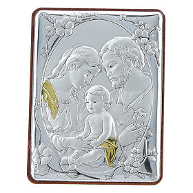Bildchen zum Aufstellen aus Silber-Laminat Heilige Familie, 6,5x5 cm