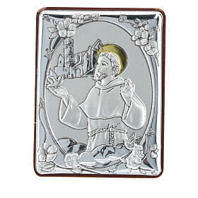 Bildchen zum Aufstellen aus Silber-Laminat San Francesco, 6,5 cm
