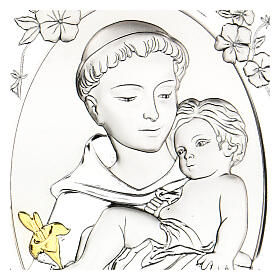 Bildchen zum Aufstellen Sant'Antonio in Silber-Laminat, 14x10 cm