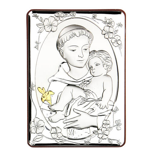 Bildchen zum Aufstellen Sant'Antonio in Silber-Laminat, 14x10 cm 1