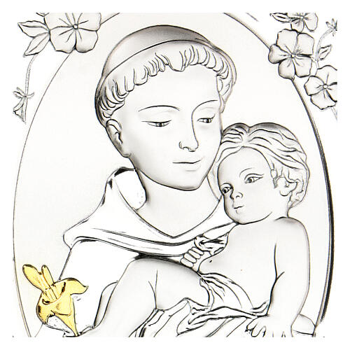 Bildchen zum Aufstellen Sant'Antonio in Silber-Laminat, 14x10 cm 2