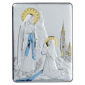 Cuadro de 22x16 cm de la Virgen de Lourdes, bilaminado y apto para colgar