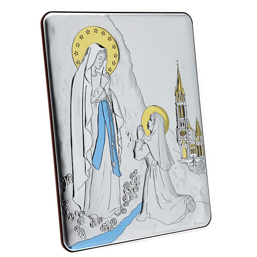 Cuadro de 22x16 cm de la Virgen de Lourdes, bilaminado y apto para colgar 2