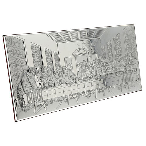 Last Supper bas-relief, silver bilaminate metal, 8x24 in 3