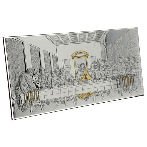 Reliefbild mit Silberbeschichtung und goldfarbenen Details – Das Letzte Abendmahl, 20 × 60 cm 3
