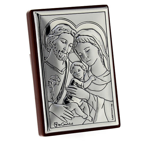 Holy Family bas-relief bilaminated silver 6x4 cm 2