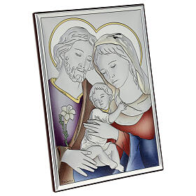 Colored Holy Family bas-relief picture 18x13 cm laminated