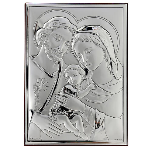 Bild Heilige Familie, Bilaminat, versilbert, Flachrelief, 25x20 cm 1