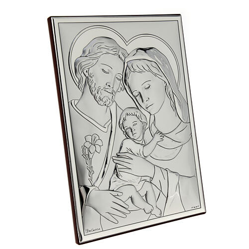 Bas-relief Nativity Holy Family silver 25X20 cm laminated 2