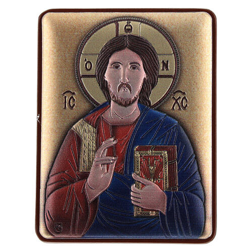 Bas-relief 6x5 cm bilaminé Christ Pantocrator 1